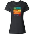 thumbnail image 3 of Inktastic Eat Sleep Soccer Repeat Women's T-Shirt, 3 of 5