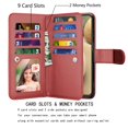 thumbnail image 2 of Takfox Wallet Case for Samsung Galaxy A12, for Galaxy A12 Case 6.5", PU Leather ID Credit Card Slots Holder Folio Flip [Detachable] Kickstand Magnetic Phone Cover & Wrist Strap -Wine Red, 2 of 6