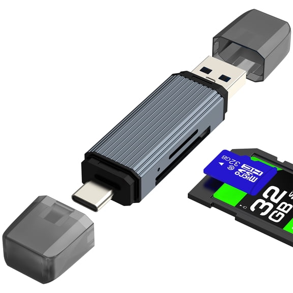 USB C USB to SD Card Reader Adapter(2 in 1)Digital Camera Micro SD TF Photo Memory Flash Drive Stick External Storage for iPhone 16 Type C Laptop PC Converter compatible for Samsung