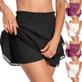 thumbnail image 2 of Women's Lace Trim Summer Mini Skirt Cute Ruffle Skorts Bohemian Elastic High Waisted Beach Shorts, 2 of 9
