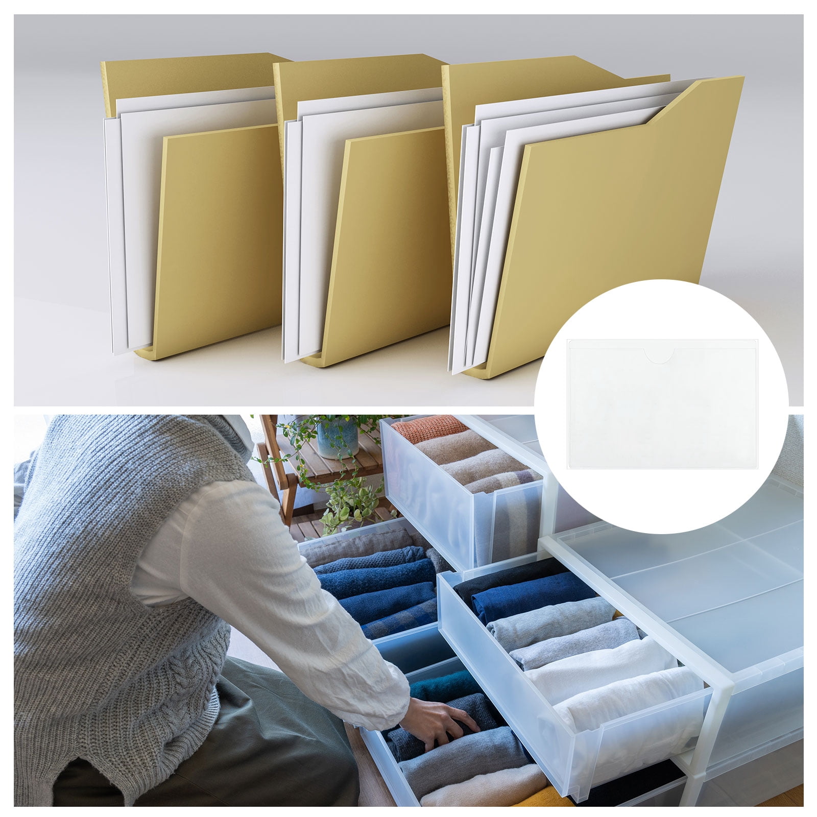 Uxcell 45 Pcs Self Adhesive Index Card Pockets with Top Open, 4.3" x 7.1" Clear Plastic Labels Holders Card Holder for Libraries Organizing and Protecting Index Cards, Transparent