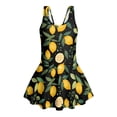 thumbnail image 3 of Xoenoiee Lemon Leaves Print Girls One Piece Swimsuits Sleeveless Swim Dress for Girls Hawaiian Skirted Bathing Suit Summer Swimwear, Size 3-4 Years, 3 of 7