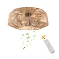 thumbnail image 3 of Rattan LED Chandelier 18.5" Bladeless Caged Ceiling Fan Light +6 Speeds & Remote, 3 of 16