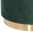 thumbnail image 2 of Benzara Velvet Upholstered Ottoman with Steel Base, Small, Green and Gold, 2 of 5