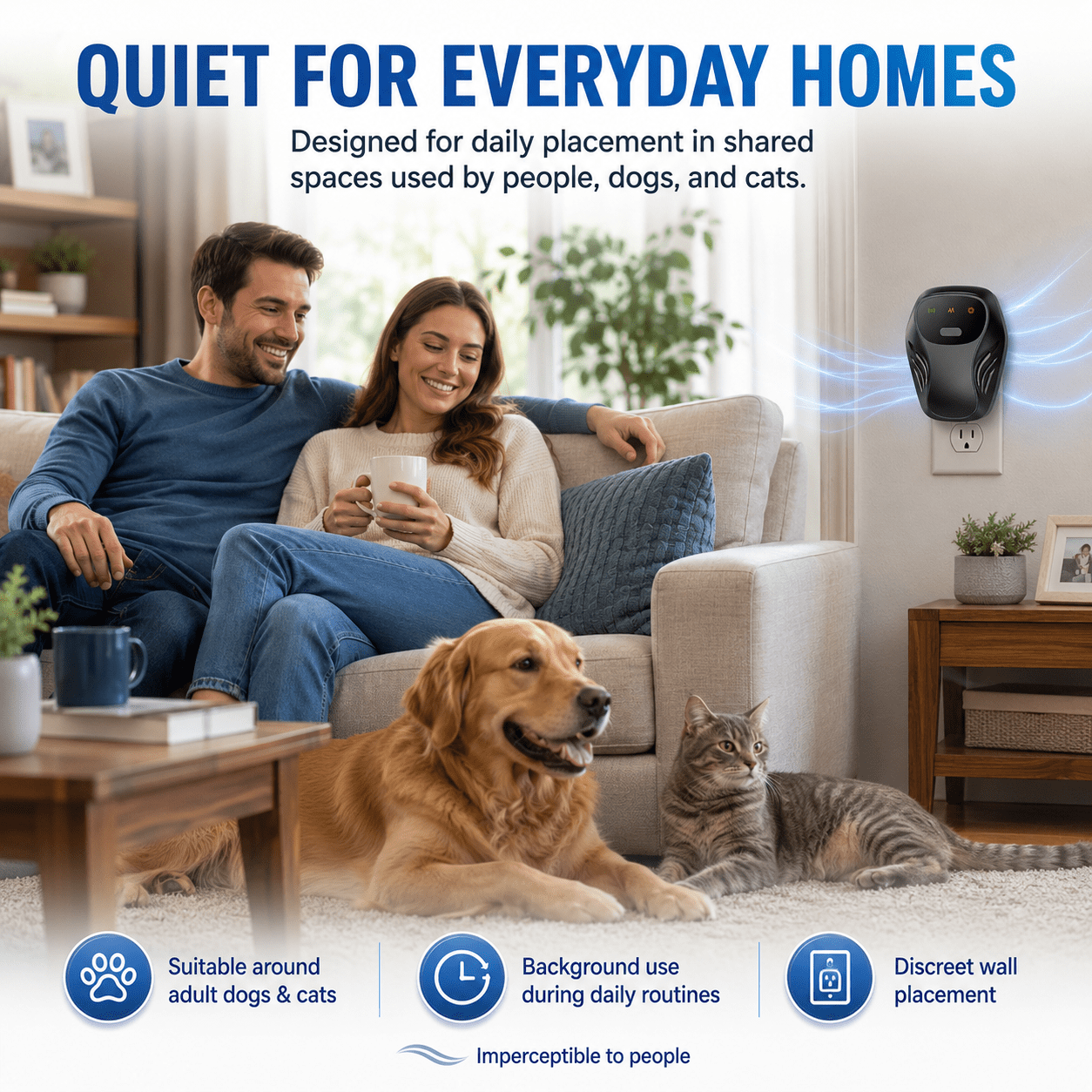 Orivelia Ultrasonic Pest Repeller, Orivelia Ultrasonic Pest Repeller for Fleas, Four Dynamic Frequency-Sweeping Rotation Modes with Single-Room Layout, Plug-In Design with Silent Operation