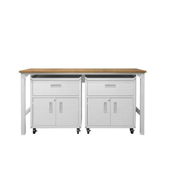 3-Piece Fortress Mobile Space-Saving Steel Garage Cabinet and Worktable 4.0 y