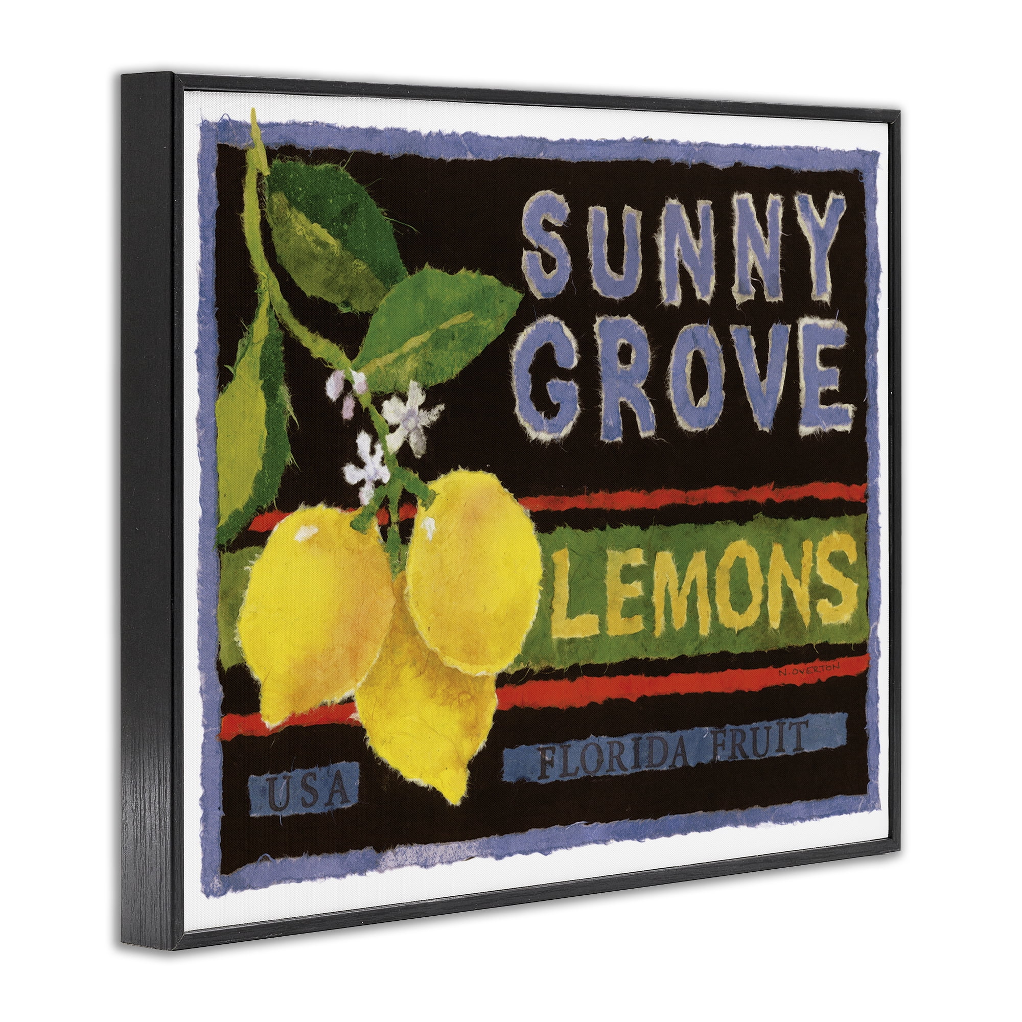 Stupell Industries Sunny Grove Lemons Food & Beverage Painting Black Framed Art Print Wall Art, 20 x 16