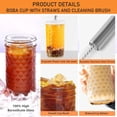 thumbnail image 3 of 2 Pcs 24Oz Glass Cups Set, Mason Jar Drinking Glasses with Lids and Straws & 2 A, 3 of 10