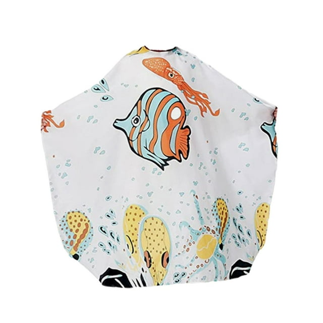 Capa de peluquero para niños con cuello ajustable y diseño de dibujos animados para corte de pelo profesional. Estilo C