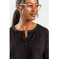 thumbnail image 3 of Leslye Women's Long Sleeve Henley Cropped Thermal Lounge T-Shirt Black M, NWT, 3 of 6