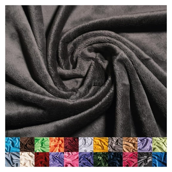 Solid Minky Fabric by The Yard - Soft, Smooth and Luxury 58/60" Wide Charcoal Grey Minky Fabric for Blankets, Apparel, Baby Accessories, Throws, Pillows & More - Charcoal Grey - 3 Yards