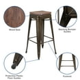 thumbnail image 6 of Flash Furniture 30" High Metal Indoor Bar Stool with Wood Seat in Gun Metal Gray - Stackable Set of 4, 6 of 14
