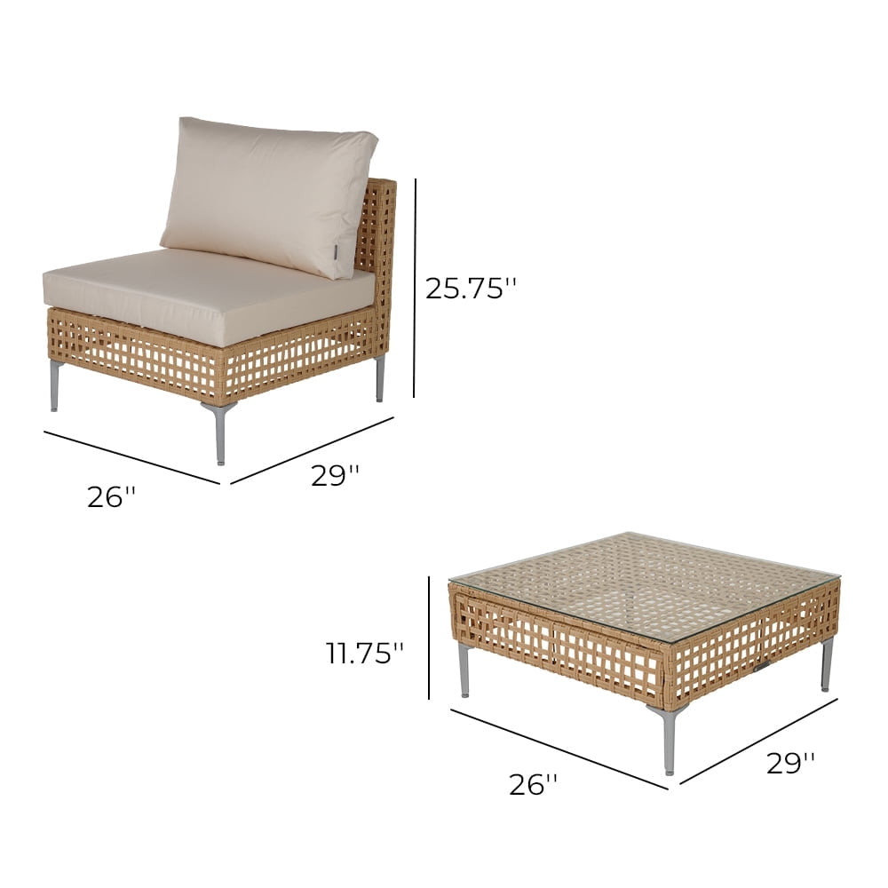 Grand Patio 3-Piece Wicker Patio Furniture Set, 2 Single Sofa with Thick Cushions and Coffee Table