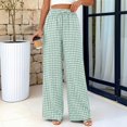 thumbnail image 7 of Lumtrix Womens Gingham Pants 2026 Cotton Linen Drawstring Wide Leg Lounge Pants Cute Casual Trousers with Pockets Green XL, 7 of 7