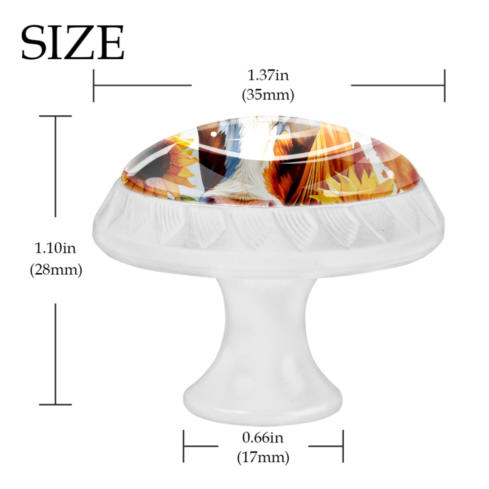 4 Pcs Cow and Sunflower Knobs for Kitchen Cabinet Cupboard Dresser Bookcase Drawer Pulls Handles Round Home Decor