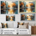 thumbnail image 4 of Designart "Riverside Reflection Orange Rivers painting I" Modern Floater Framed Canvas Wall Art, 4 of 7