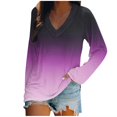 thumbnail image 1 of KIHOUT - Blusas casuales para mujer, liquidación 2024, moda clásica, color degradado, cuello en V, blusas holgadas básicas de otoño, blusas tipo túnica de manga larga, 1 of 4