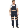 thumbnail image 4 of NotusWears Men's Hi-vis Bib Overall Denim Heavy-Duty Workwear With Reflective Stripes Multi-Pockets Jeans Dungaree Orange Dark Blue W40-L34, 4 of 6