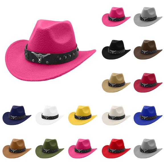 LIspipm Western Cowboy Hat for Men Women Classic Felts Rolled Brim Hats Adjustable Leather Belt for Packable Travel Beige 54