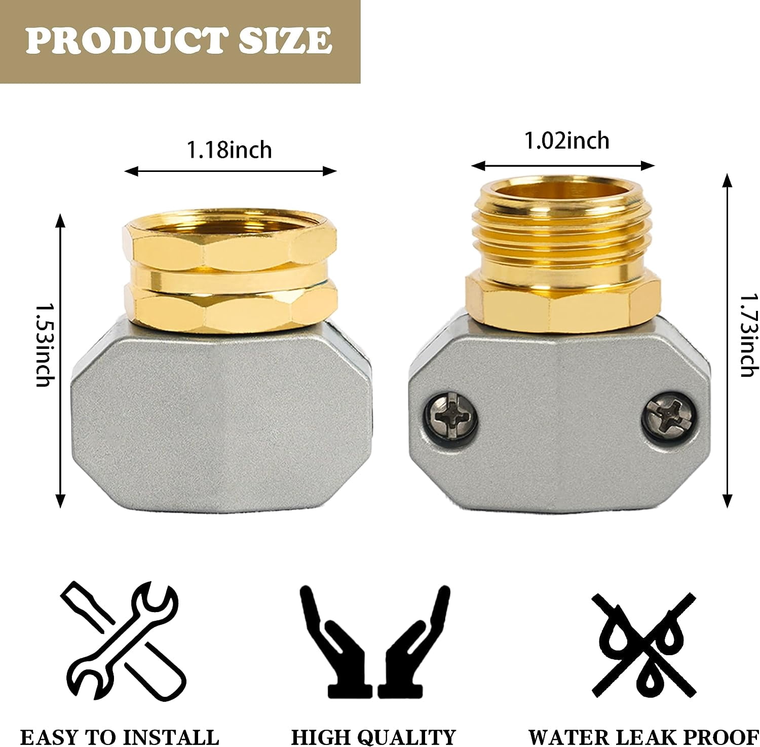 Garden Hose Aluminum Repair Kit Quick Connect Release Fittings Bundle