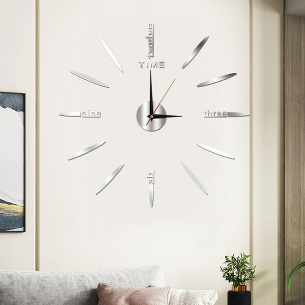 Frameless DIY Wall Clock Acrylic Mirror Wall Clock Decor Sticker ...