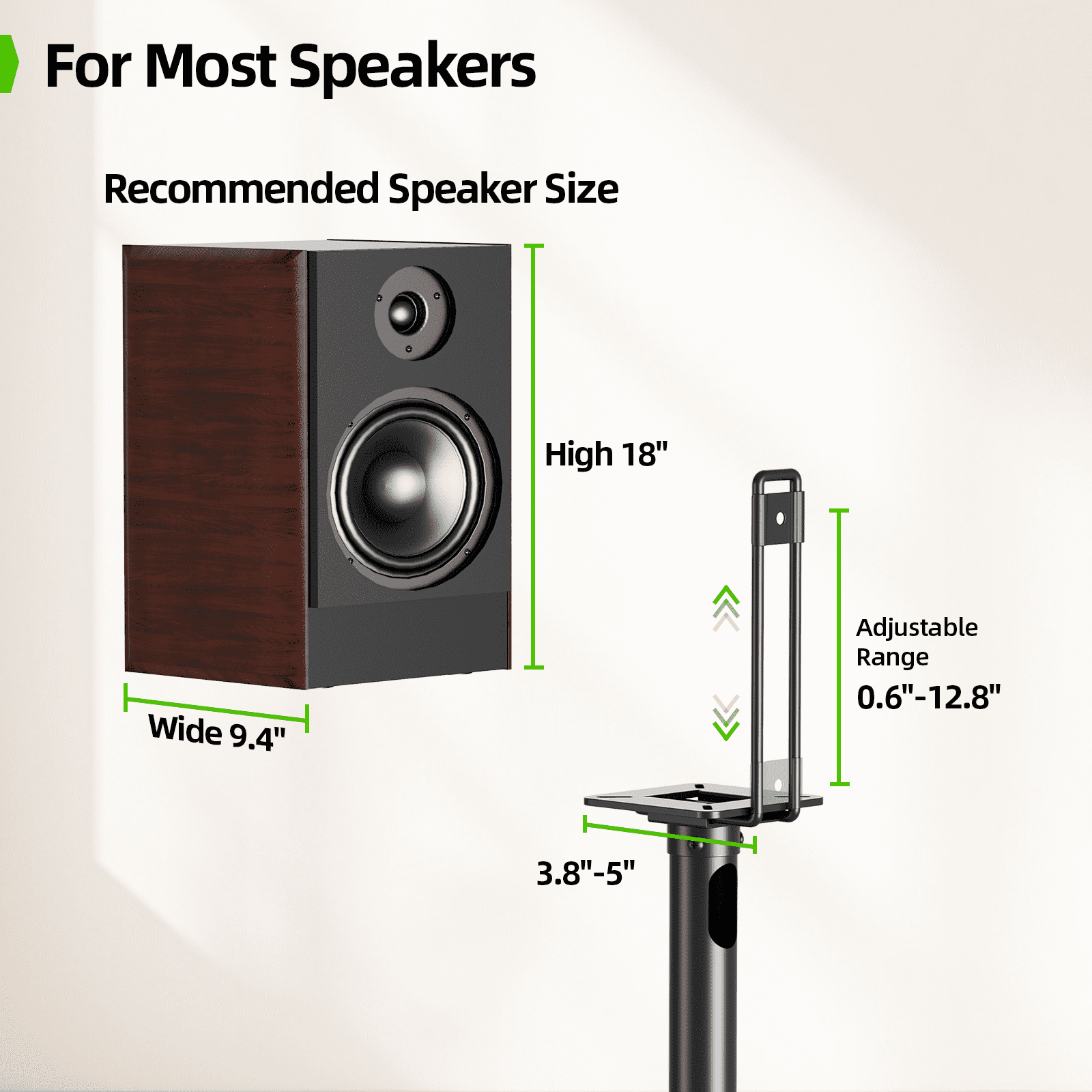 USX MOUNT Speaker Stand Height Adjustable for Satellite & Bookshelf Speaker(Only Speaker Stand Pair) - 11LBS Capacity