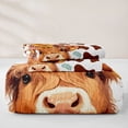 thumbnail image 5 of jejeloiu Colorful Sprint Floral Quilt Full Kids,Farm Animal Highland Cow Full Bedspread Sets,3pcs, 5 of 7