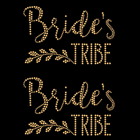 Set of 2 Laurel Brides Tribe Iron-on Gold Rhinestud Transfer by JCS Rhinestones