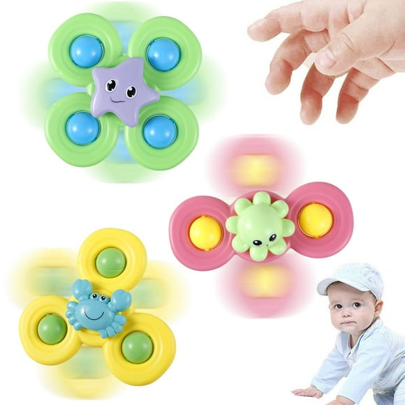 AMERTEER 3 Piece Spinning Top Toys Spinning Toys with Suction Cups Spinning Bath Toys for Kids Over 3 Months Decompression Color Pinwheel Toys Christmas Gifts