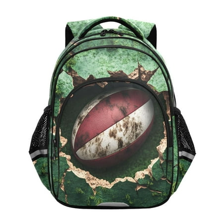 ALAZA Rugby Football in Wall School Backpack Elementary Bag Bookbag Travel Rucksack