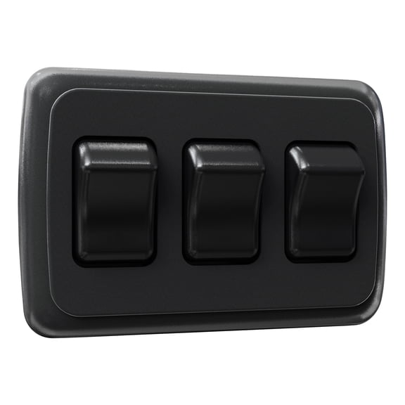 Leisure LED Contemporary Triple SPST On-Off Switch with Bezel, 12-Volt, for RV, Trailer, Camper (Black)