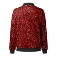 thumbnail image 4 of XIAONU Sequin Zip Up Bomber Jacket for Women Casual Night Out Stand Collar Long Sleeve Coat, 4 of 5
