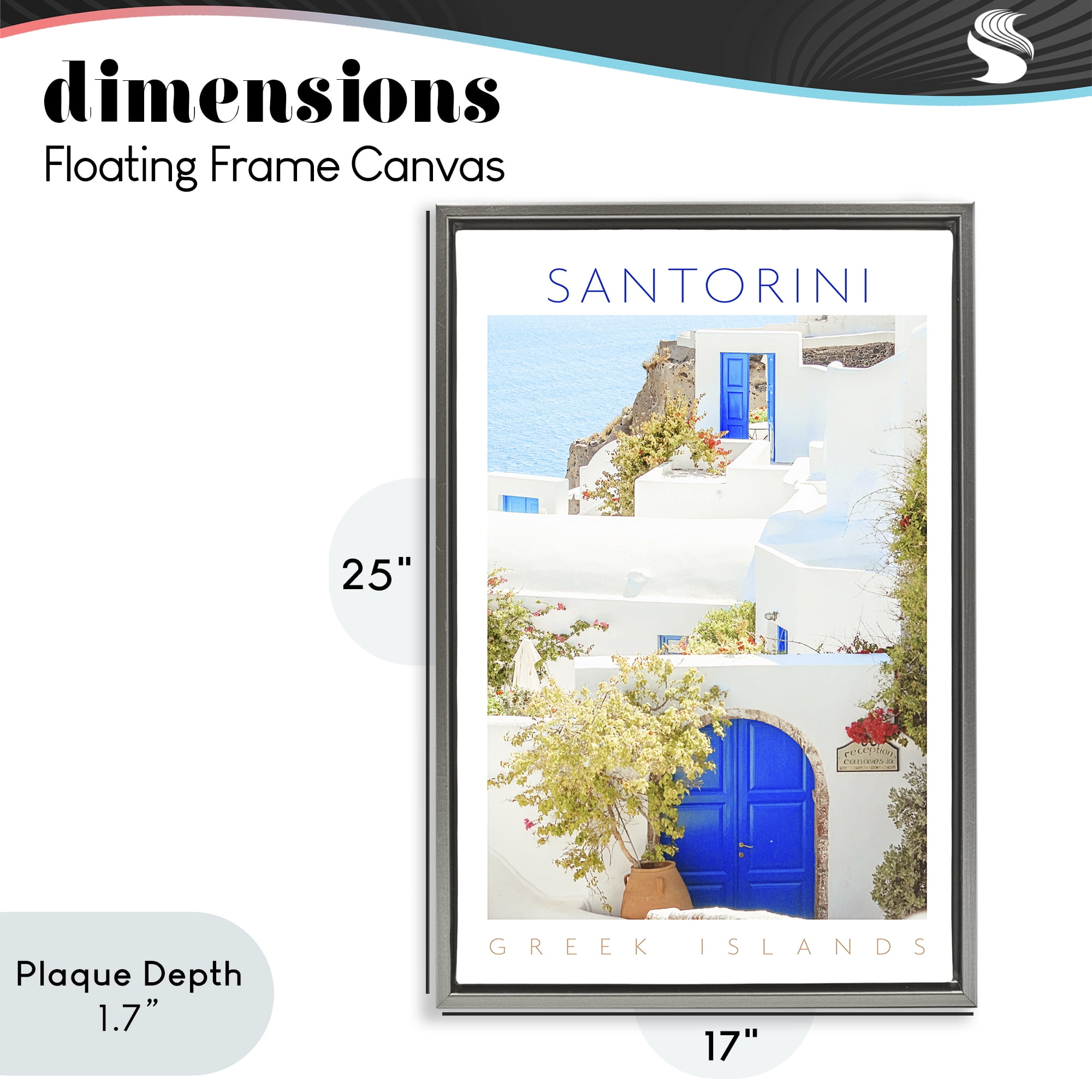 Stupell Industries Santorini Greek Islands Gray Framed Floater Canvas Wall Art, design by Erin Marie