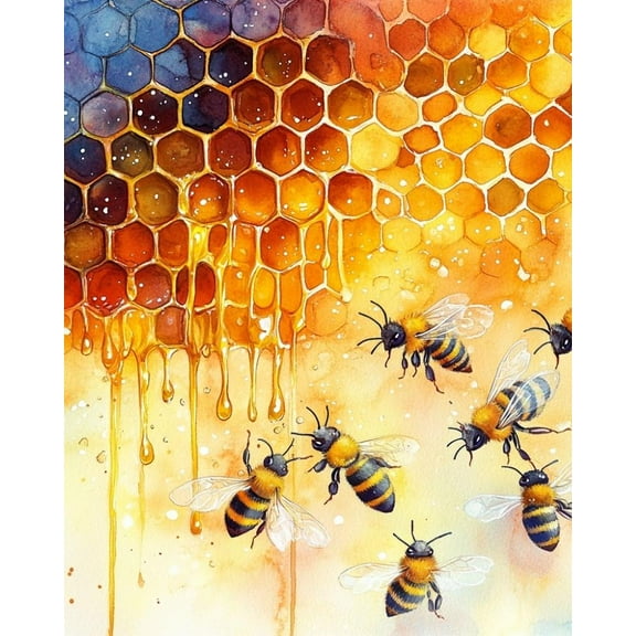 Paint by Numbers for Adults Kids Beginner Honeycomb Honey DIY Acrylic Painting by Numbers Kits with Brushes Acrylic Pigment Home Decoration Gifts 16 x 20 inch