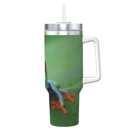 

Salouo Red-Eyed Tree Frog-1 for 40oz Water Bottle with Handle & Flip Straw - Stainless Steel Vacuum Insulated Tumbler-Reusable Travel Coffee Mug- Gifts for Women & Men