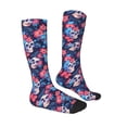 thumbnail image 4 of Lsque Skull flower blue Printed Crew Socks Men's Women's LightWeight Thin Casual Calf Socks ,Knee High Socks,Cotton Socks, 4 of 9