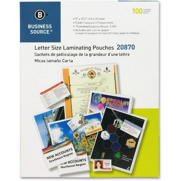 Business Source Letter Size Laminating Pouches - Laminating Pouch/Sheet Size: 9 Business Source Letter Size Laminating Pouches - Laminating Pouch/Sheet Size: 9