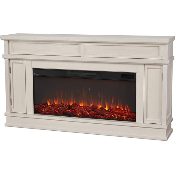 Real Flame Torrey 60" Landscape Electric Fireplace TV Stand in Bone White