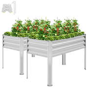 TrumanPick Galvanized Raised Garden Bed with Legs Outdoor, 2 PCS 4x2x3ft for Vegetables Flowers Herb