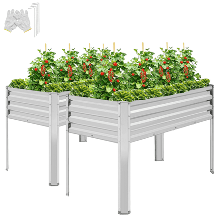 TrumanPick Galvanized Raised Garden Bed with Legs Outdoor, 2 PCS 4x2x3ft for Vegetables Flowers Herb