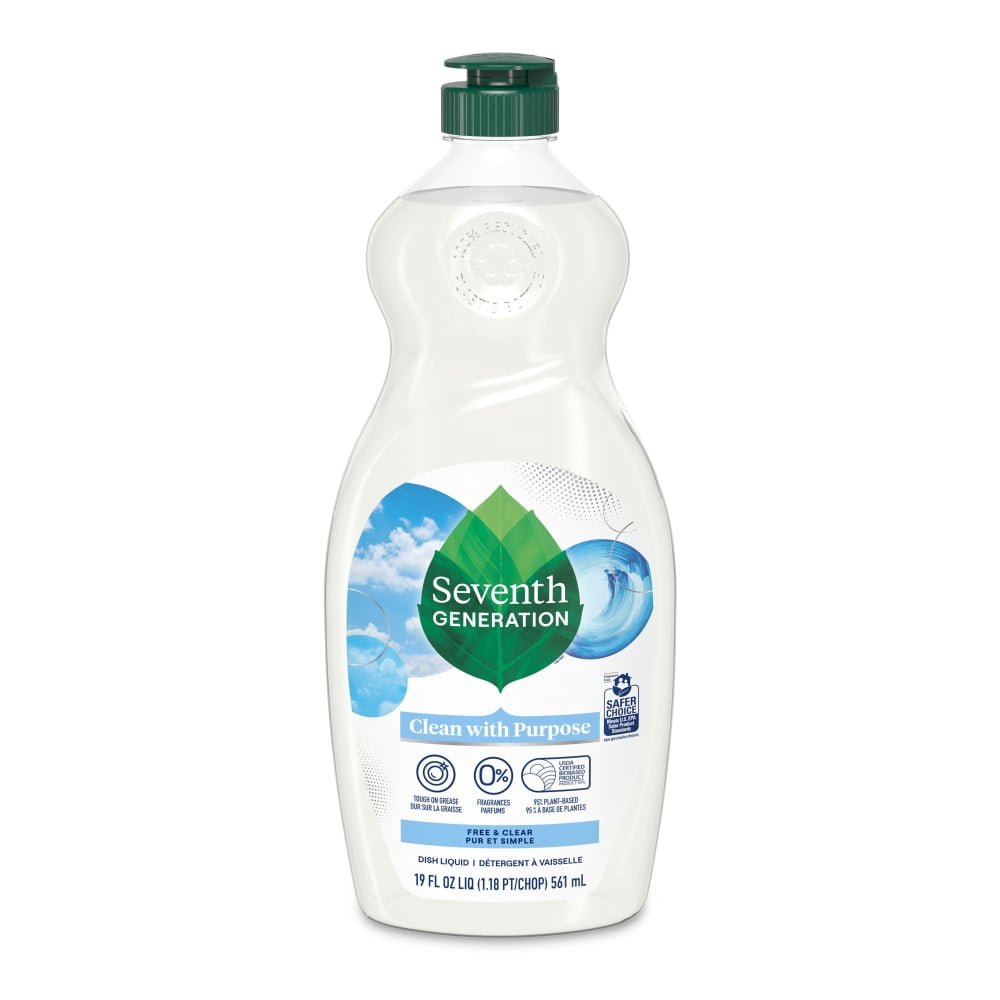 Pack of 4 Seventh Generation Free & Clear Dish Liquid Soap, 19 oz (packaging may vary)