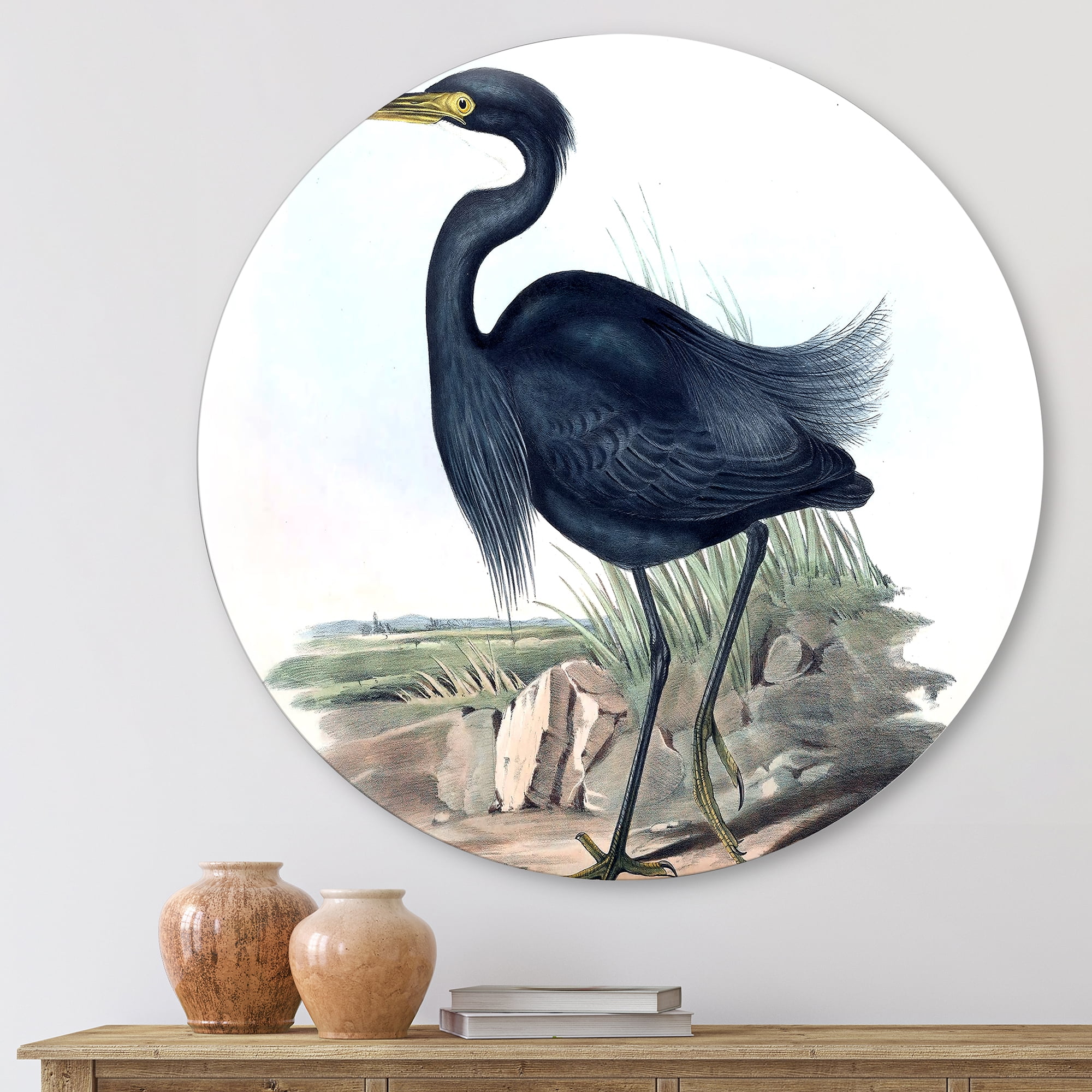 Designart 'Ancient Australian Birds III' Traditional Circle Metal Wall Art 23x23 - Disc of 23