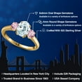 thumbnail image 2 of Gem Stone King 1.70 Ct Sky Blue Aquamarine Pink Lab Grown Diamond 18K Yellow Gold Plated Silver Ring, 2 of 6