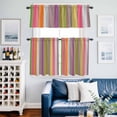 thumbnail image 2 of Vintage Color Stripes Kitchen Curtains Valances and Tiers Set of 3 Orange Yellow Gray Striped Retro Lines Tier Curtains and Valance with Rod Pocket for Small Windows, 27.5"x24", 2 of 9