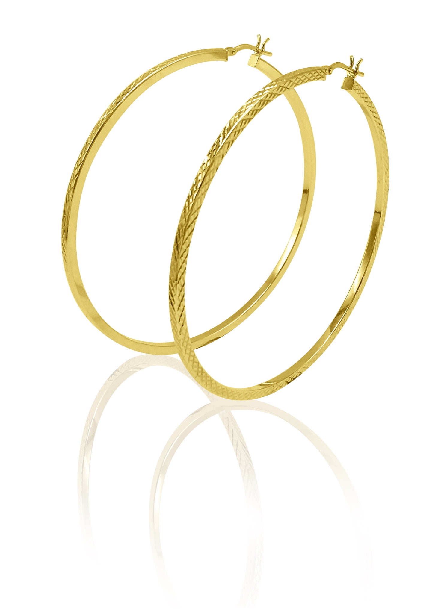 Brilliance Fine Jewelry Women's 14K Gold Plated Sterling Silver Large Square Mesh Tube Earrings
