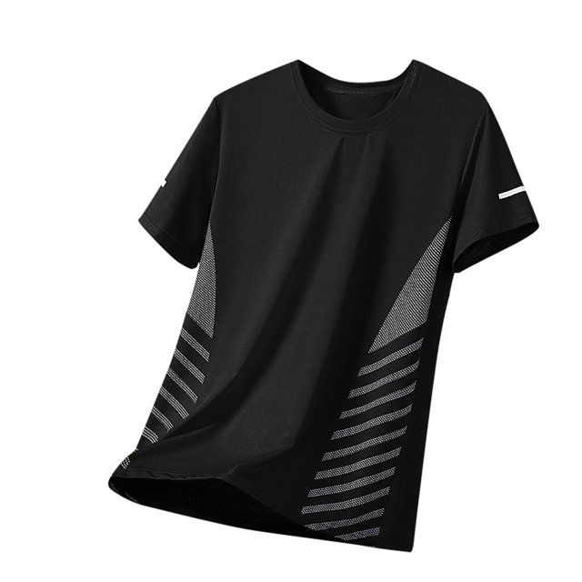 wmjolc Lightning Deals, Men's Breathable T Shirts Quick Dry Striped Tees Lightweight Shirt Stretchable Sun Protection Tops Athletic Pullovers
