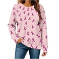 thumbnail image 5 of Nowekniz Women Breast Cancer Awareness Sweatshirt Pink Ribbon Inspirational Tops Casual Long Sleeve Fall Winter Pullover, 5 of 6
