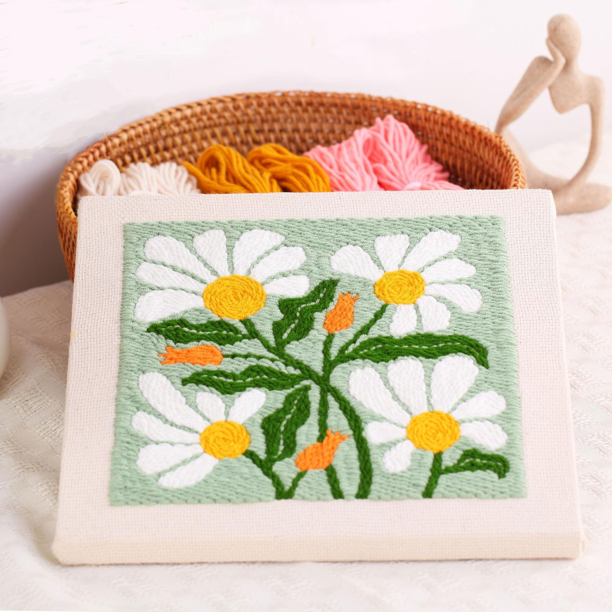 Punch Needle Kit for Beginners,with 9.8" Square Frame,Color Yarn, Punch Needle Tool, Scissors, Instructions for Birthday Gift or Holidays Like Christmas Day