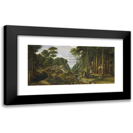 Johann Heinrich Ferdinand Olivier 24x13 Black Modern Framed Museum Art Print Titled - Procession of Pilgrims in the Forest (1814)