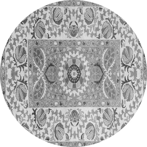 Ahgly Company Indoor Round Abstract Gray Modern Area Rugs, 7' Round